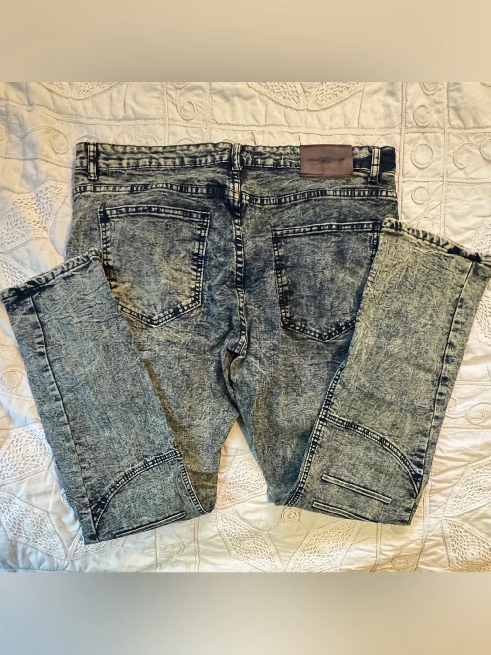 Phat Farm Acid-Wash Moto Jeans